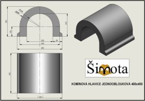 Komínová hlavice jednooblouková 400x450
