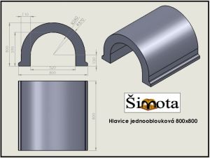 Komínová hlavice jednooblouková 800x800