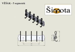 Věšák houslový klíč- 5háčků